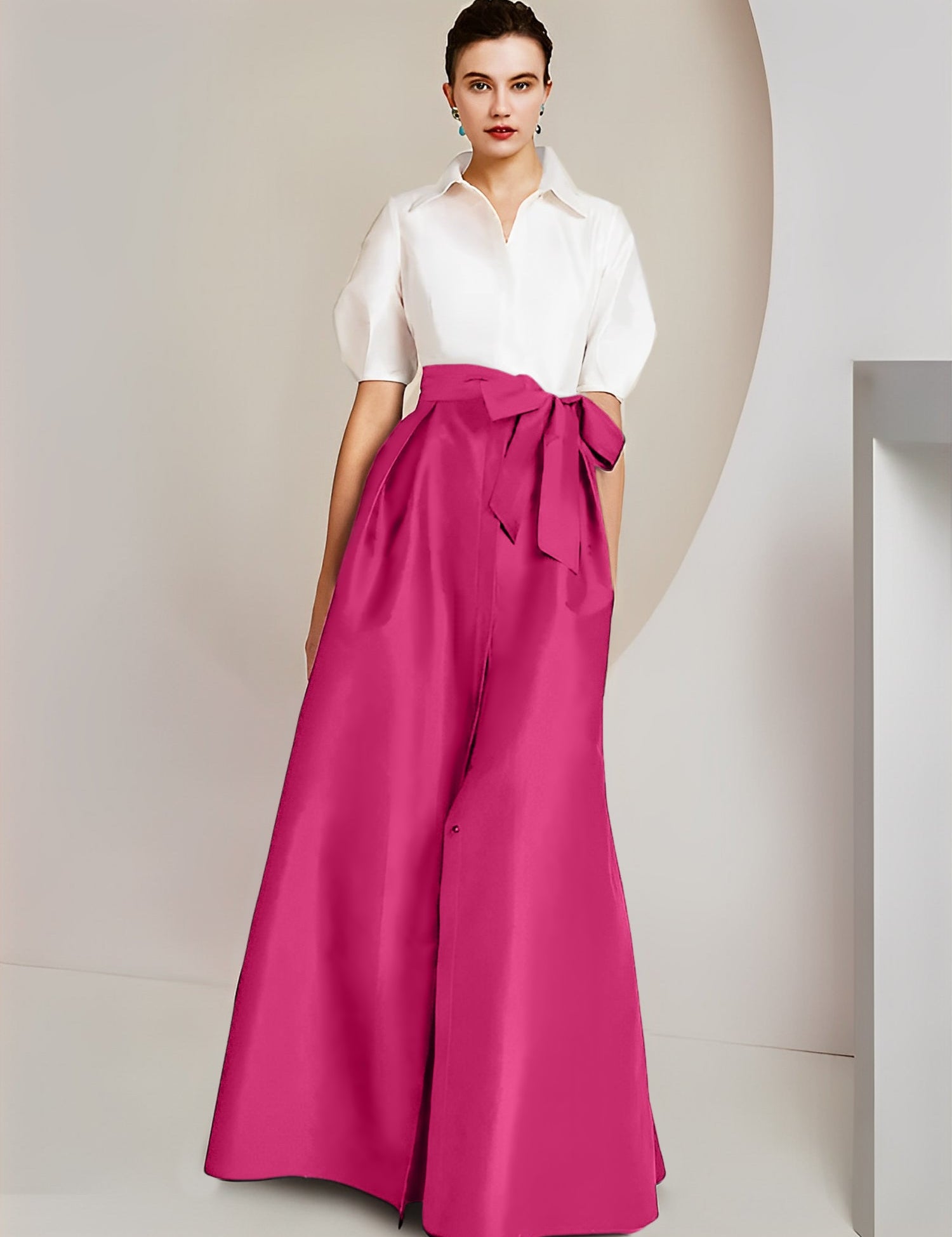 Princess  Shirt Collar Short Sleeves 2 pieces Mother Of The Bride Dresses