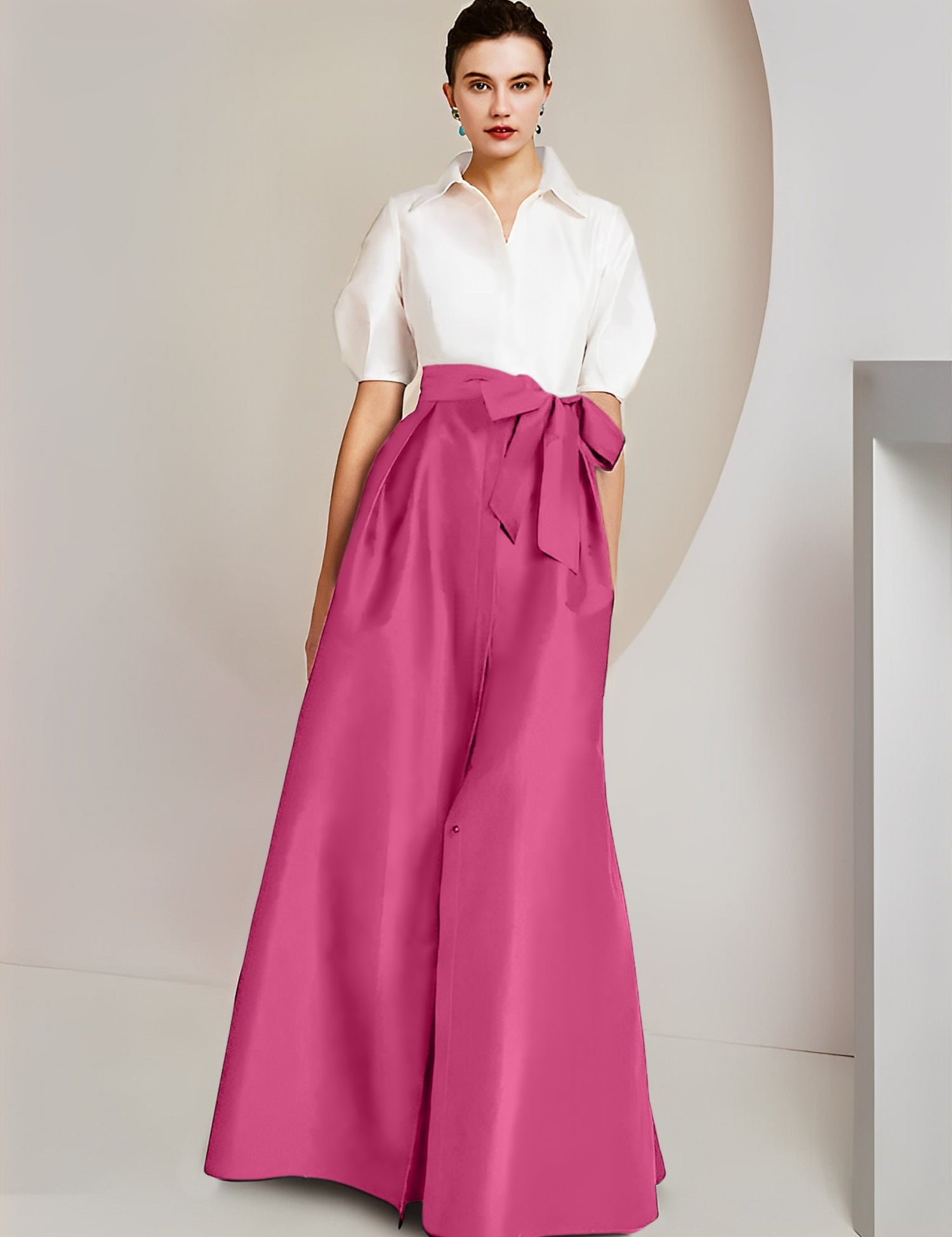 Princess  Shirt Collar Short Sleeves 2 pieces Mother Of The Bride Dresses