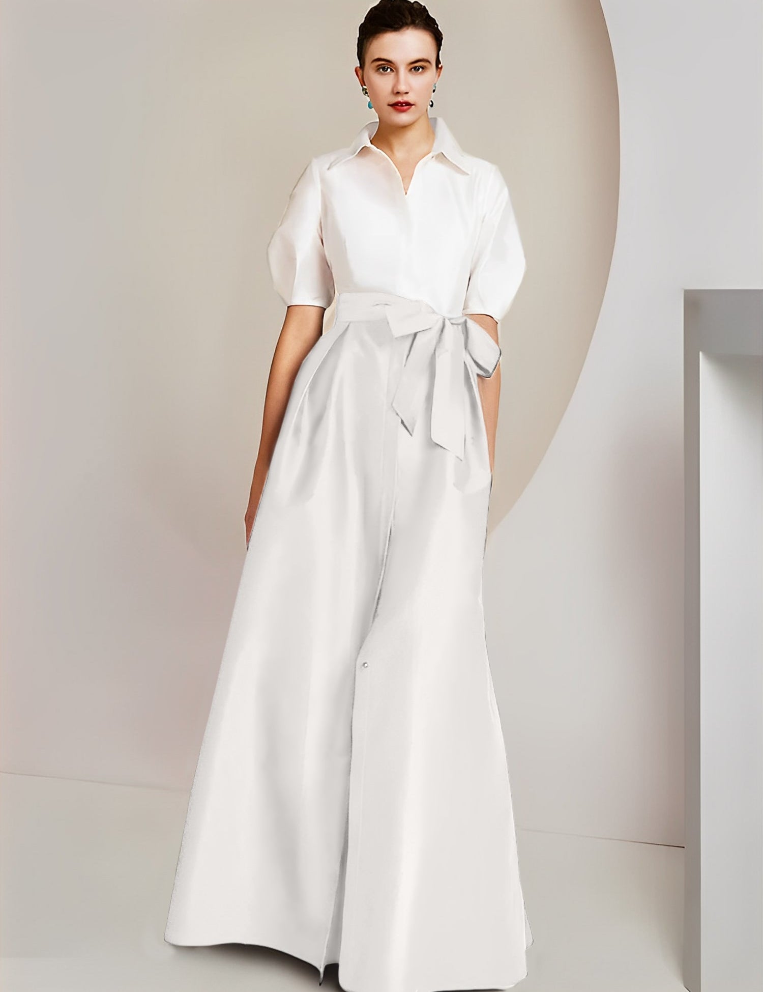 Princess  Shirt Collar Short Sleeves 2 pieces Mother Of The Bride Dresses