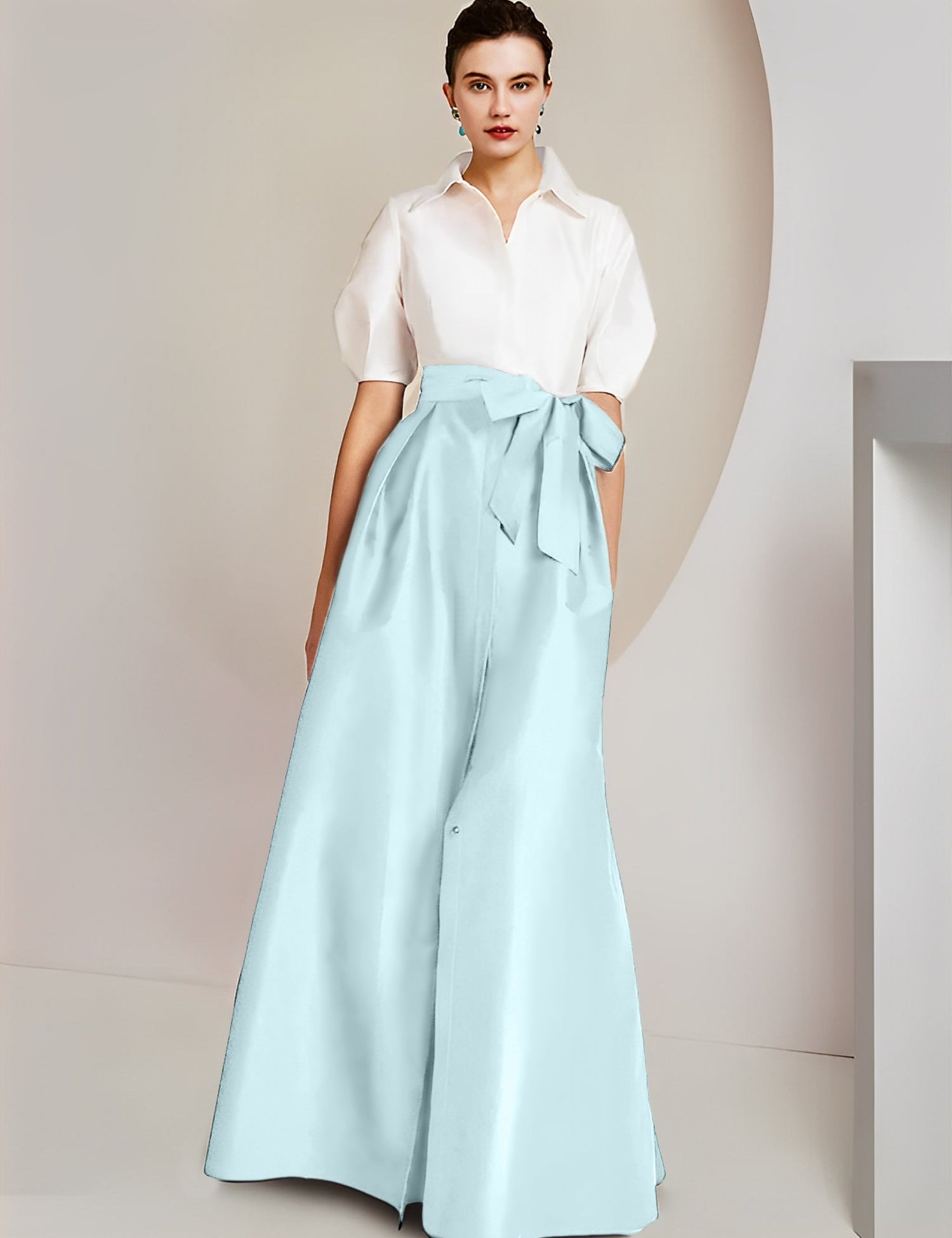 Princess  Shirt Collar Short Sleeves 2 pieces Mother Of The Bride Dresses