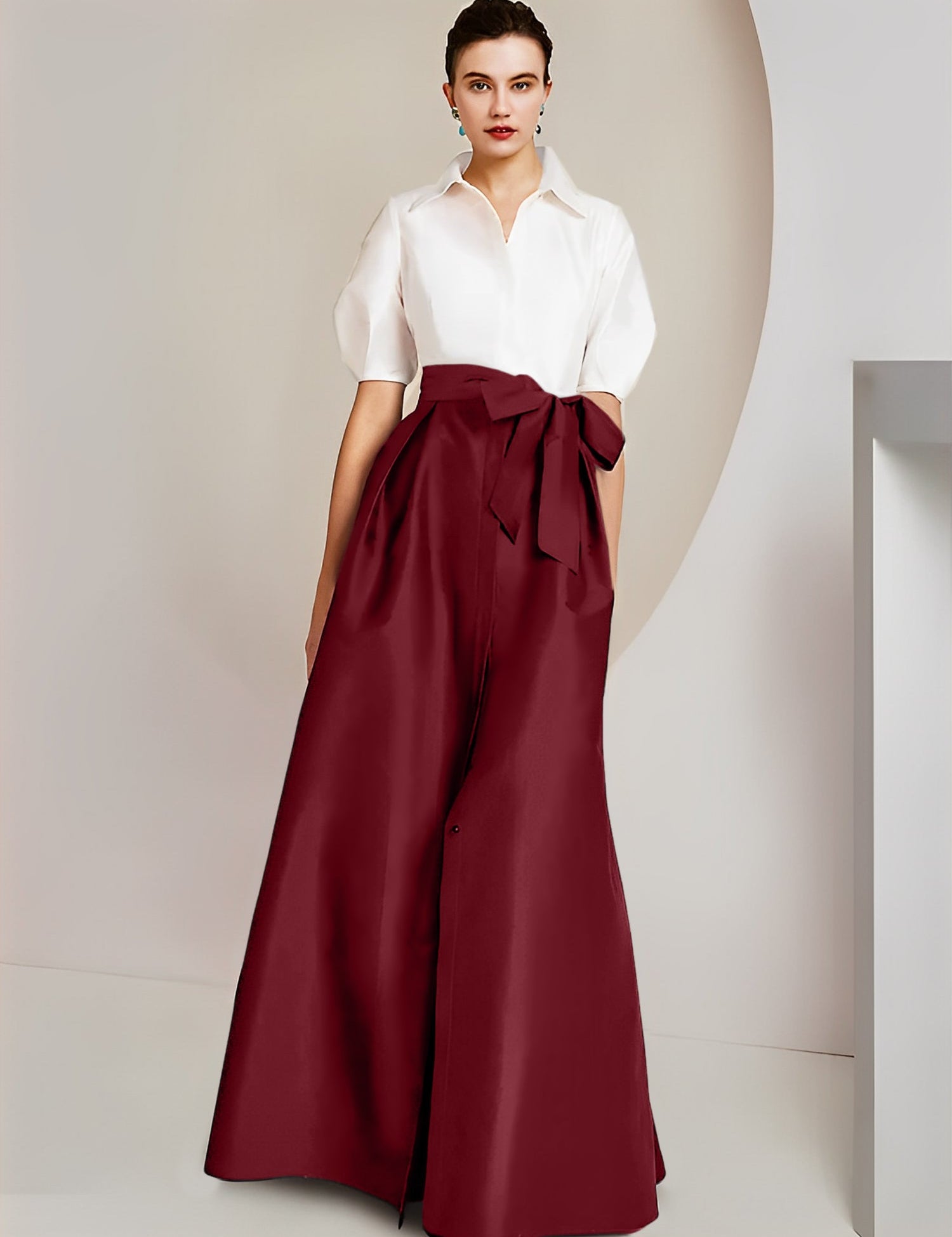 Princess  Shirt Collar Short Sleeves 2 pieces Mother Of The Bride Dresses