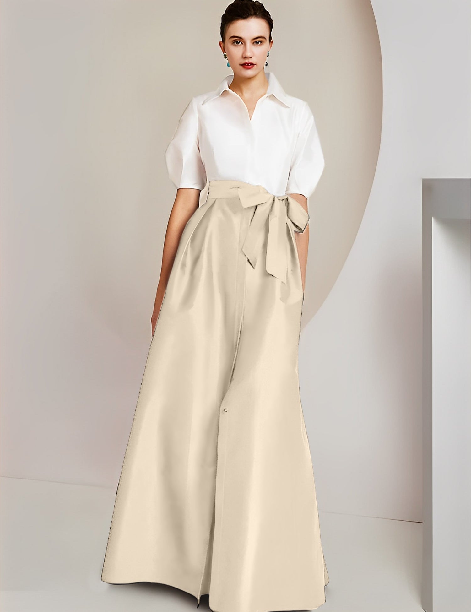 Princess  Shirt Collar Short Sleeves 2 pieces Mother Of The Bride Dresses