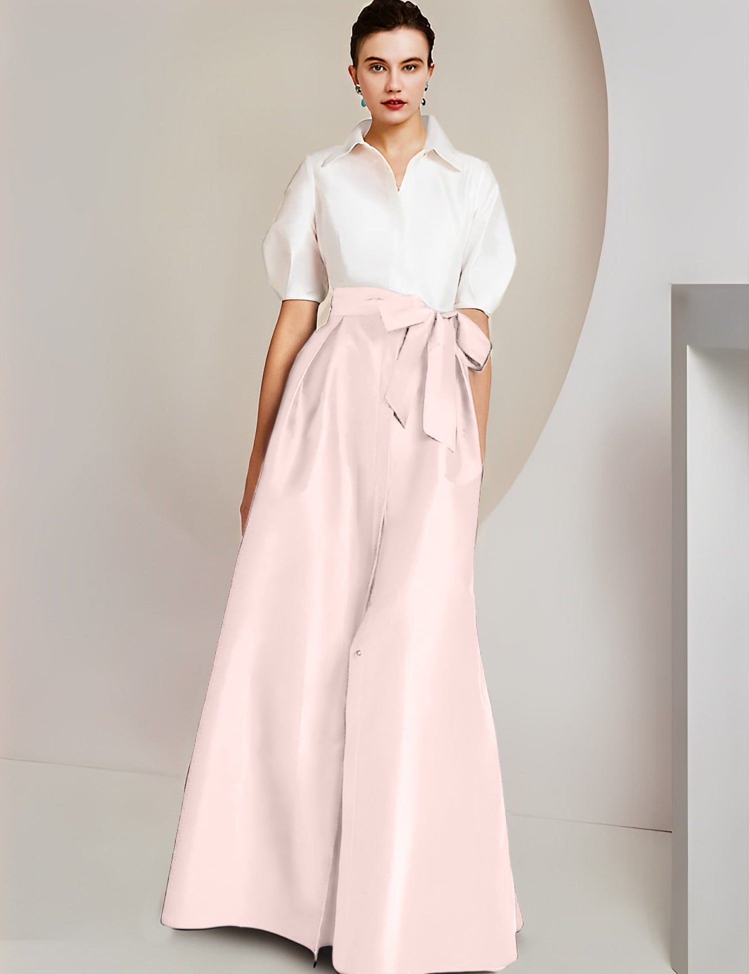 Princess  Shirt Collar Short Sleeves 2 pieces Mother Of The Bride Dresses