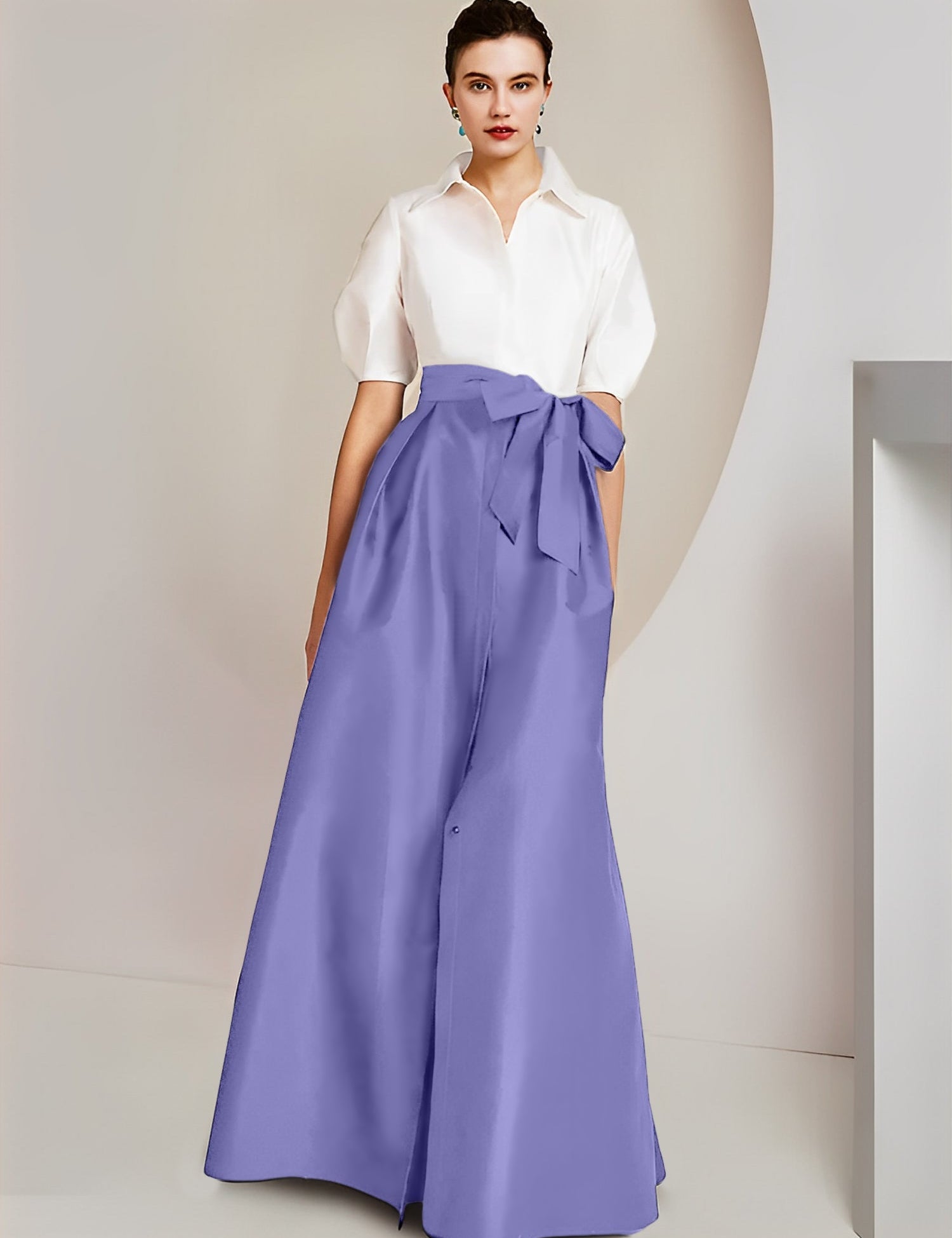 Princess  Shirt Collar Short Sleeves 2 pieces Mother Of The Bride Dresses