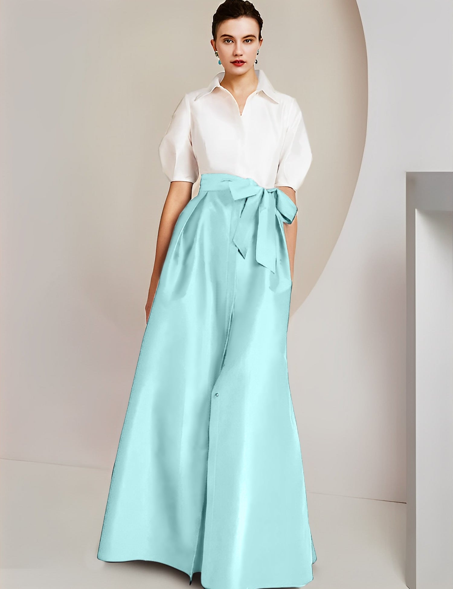 Princess  Shirt Collar Short Sleeves 2 pieces Mother Of The Bride Dresses