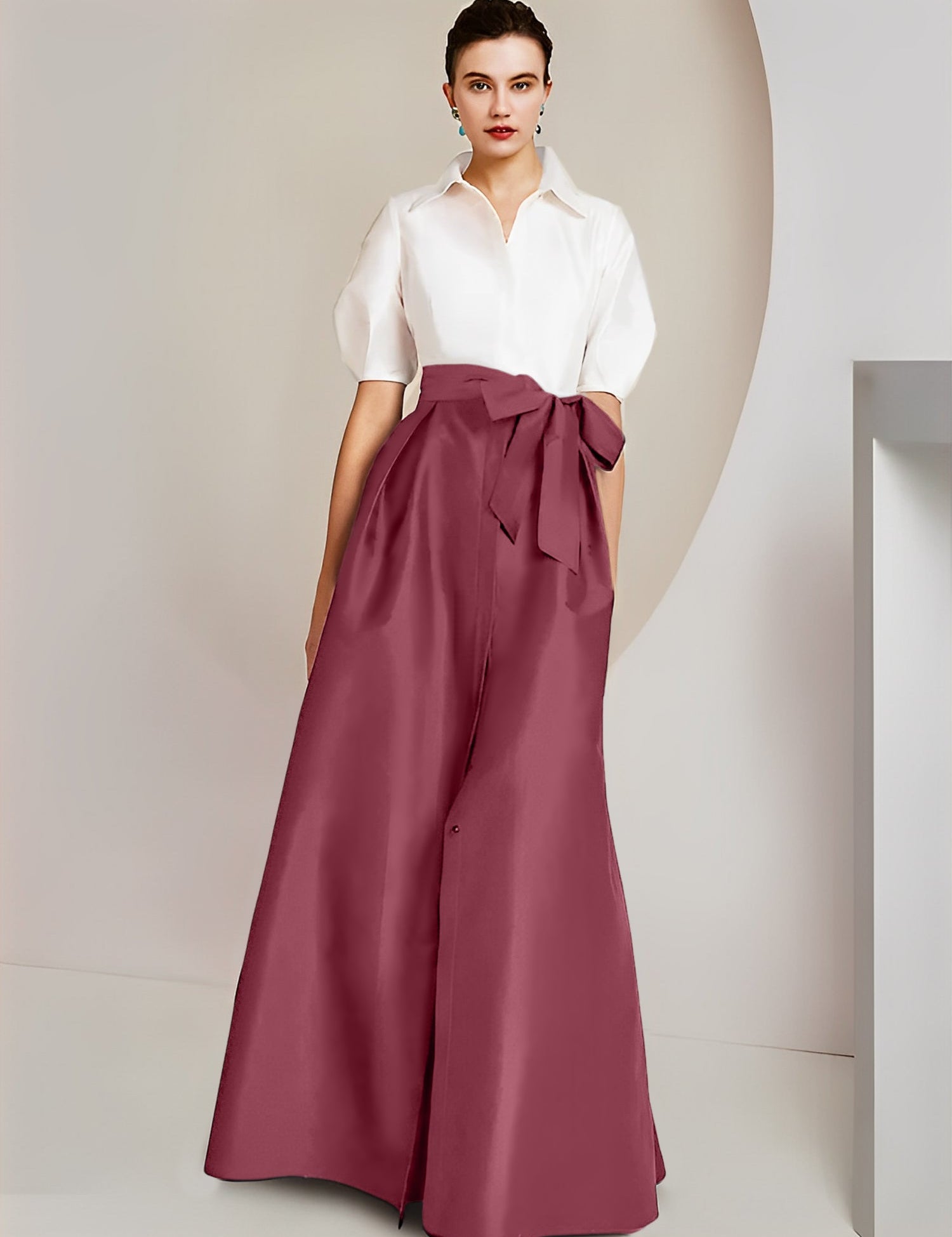 Princess  Shirt Collar Short Sleeves 2 pieces Mother Of The Bride Dresses