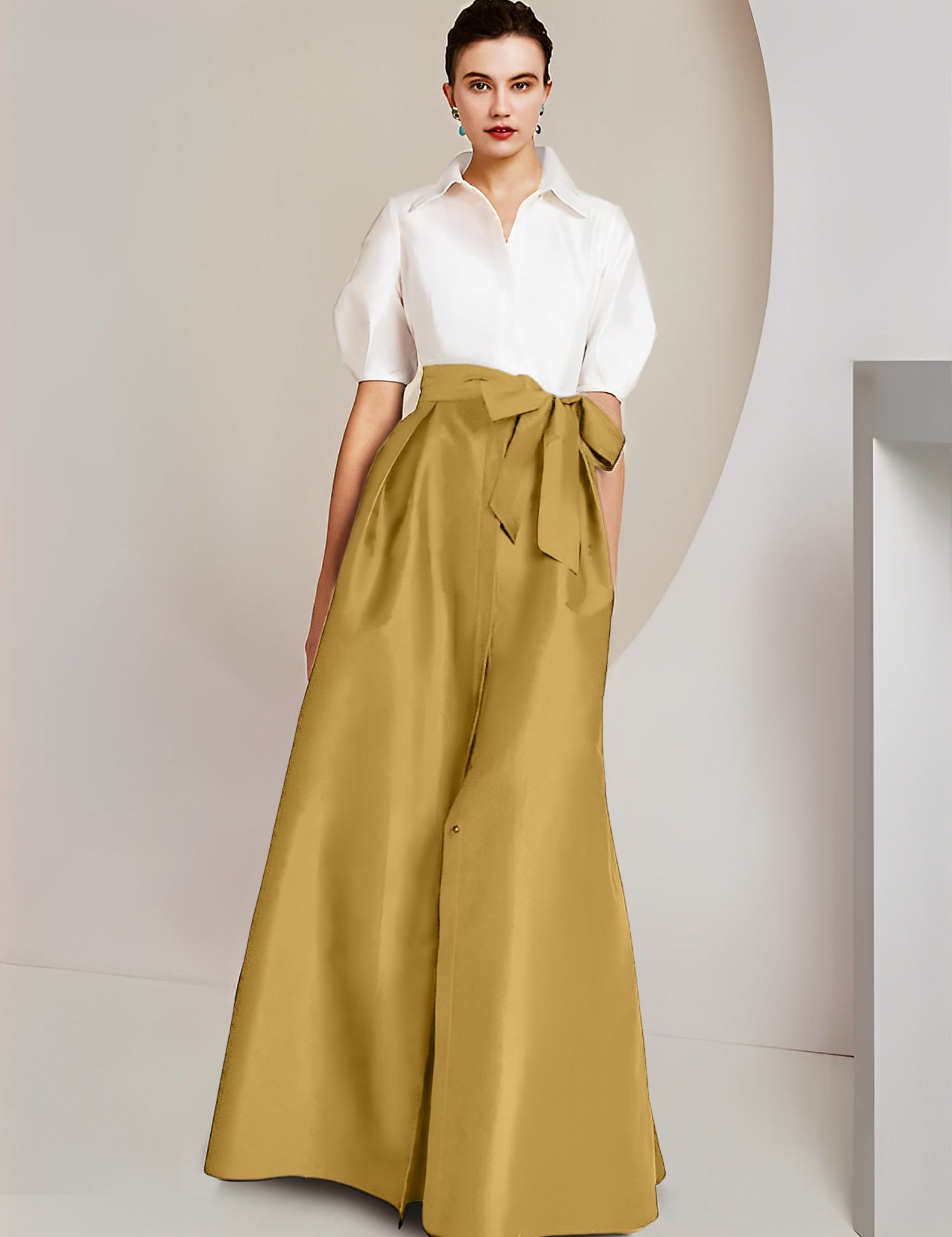 Princess  Shirt Collar Short Sleeves 2 pieces Mother Of The Bride Dresses