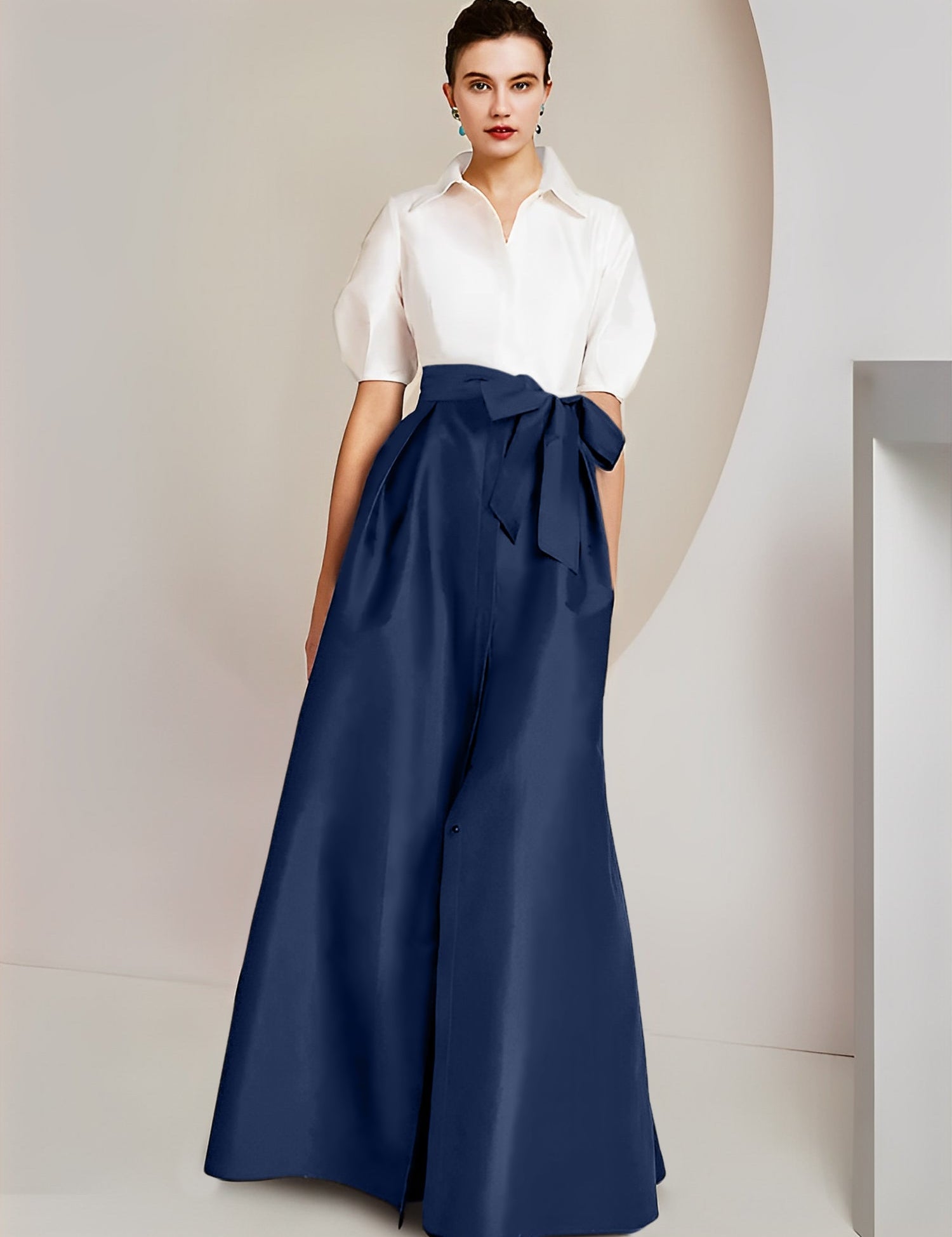 Princess  Shirt Collar Short Sleeves 2 pieces Mother Of The Bride Dresses
