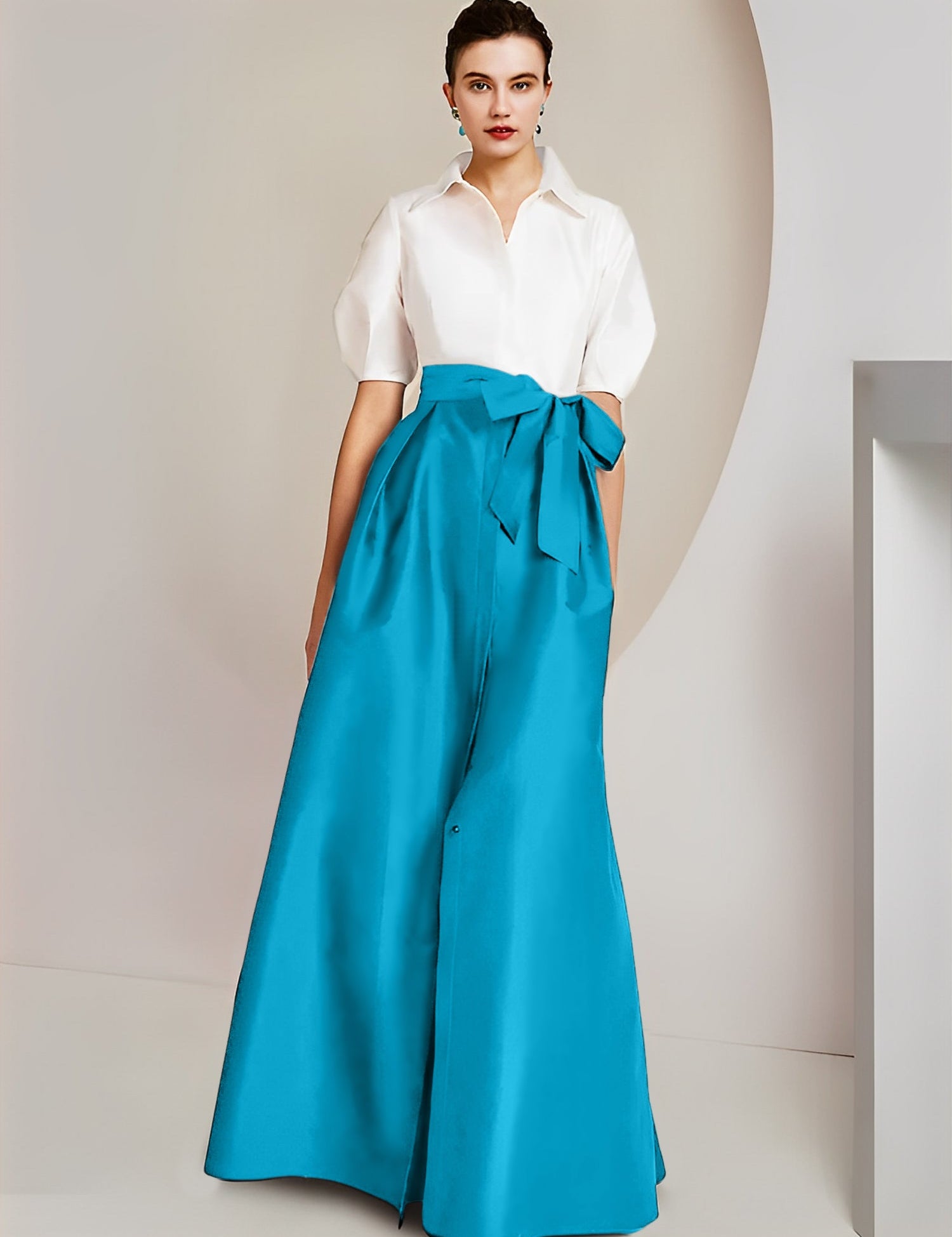 Princess  Shirt Collar Short Sleeves 2 pieces Mother Of The Bride Dresses