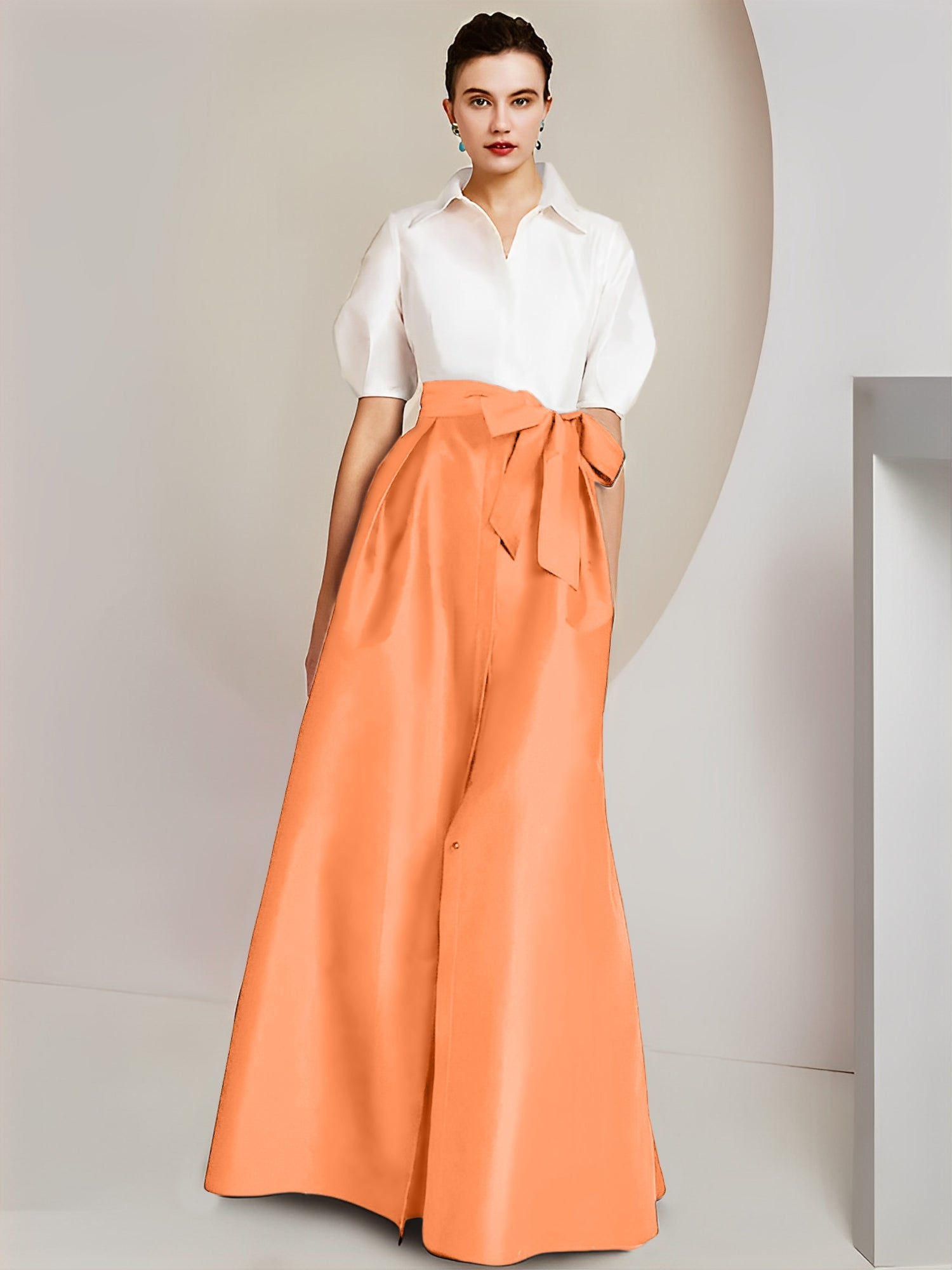 Princess  Shirt Collar Short Sleeves 2 pieces Mother Of The Bride Dresses