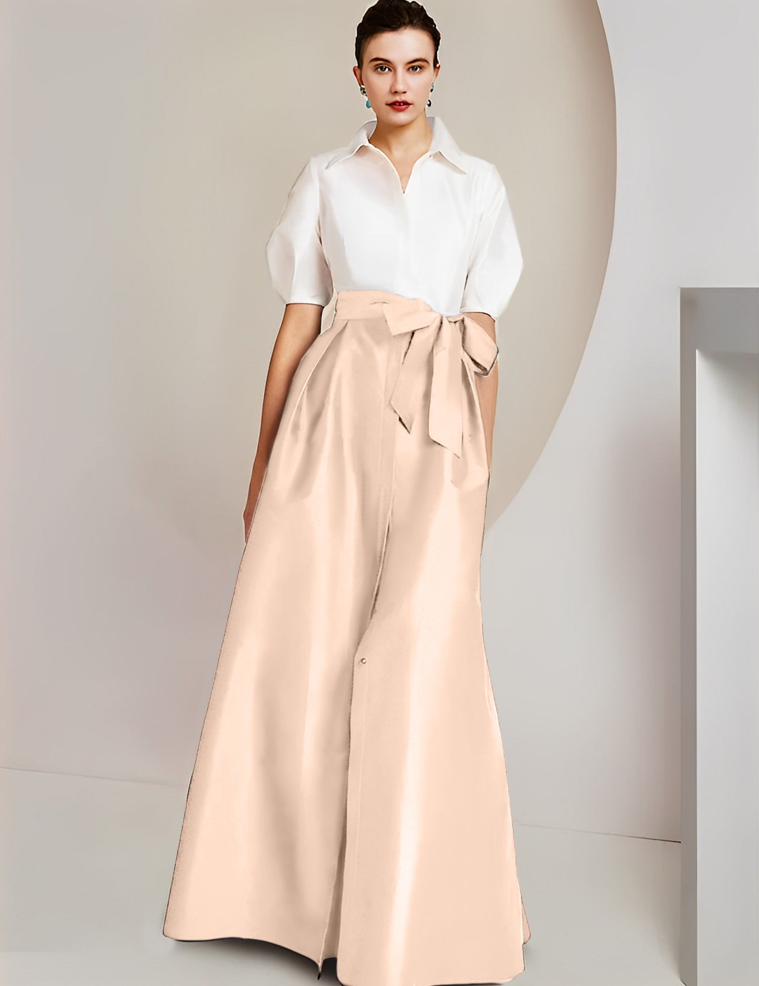Princess  Shirt Collar Short Sleeves 2 pieces Mother Of The Bride Dresses