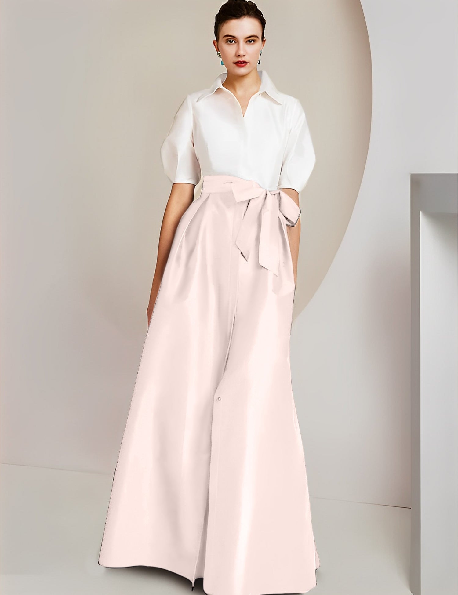 Princess  Shirt Collar Short Sleeves 2 pieces Mother Of The Bride Dresses
