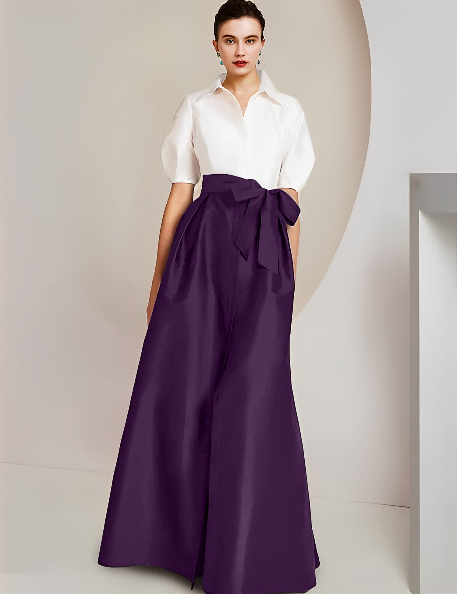 Princess  Shirt Collar Short Sleeves 2 pieces Mother Of The Bride Dresses