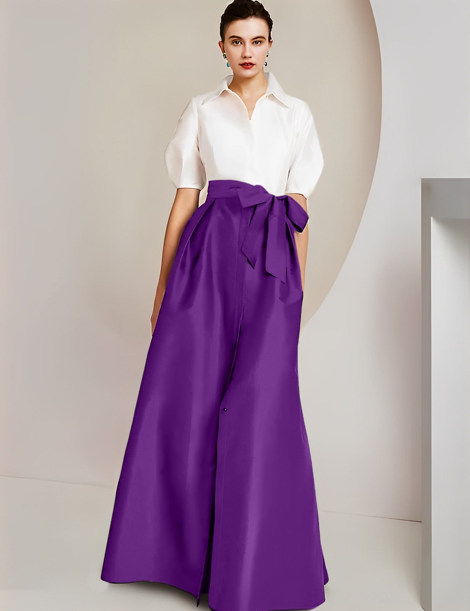 Princess  Shirt Collar Short Sleeves 2 pieces Mother Of The Bride Dresses