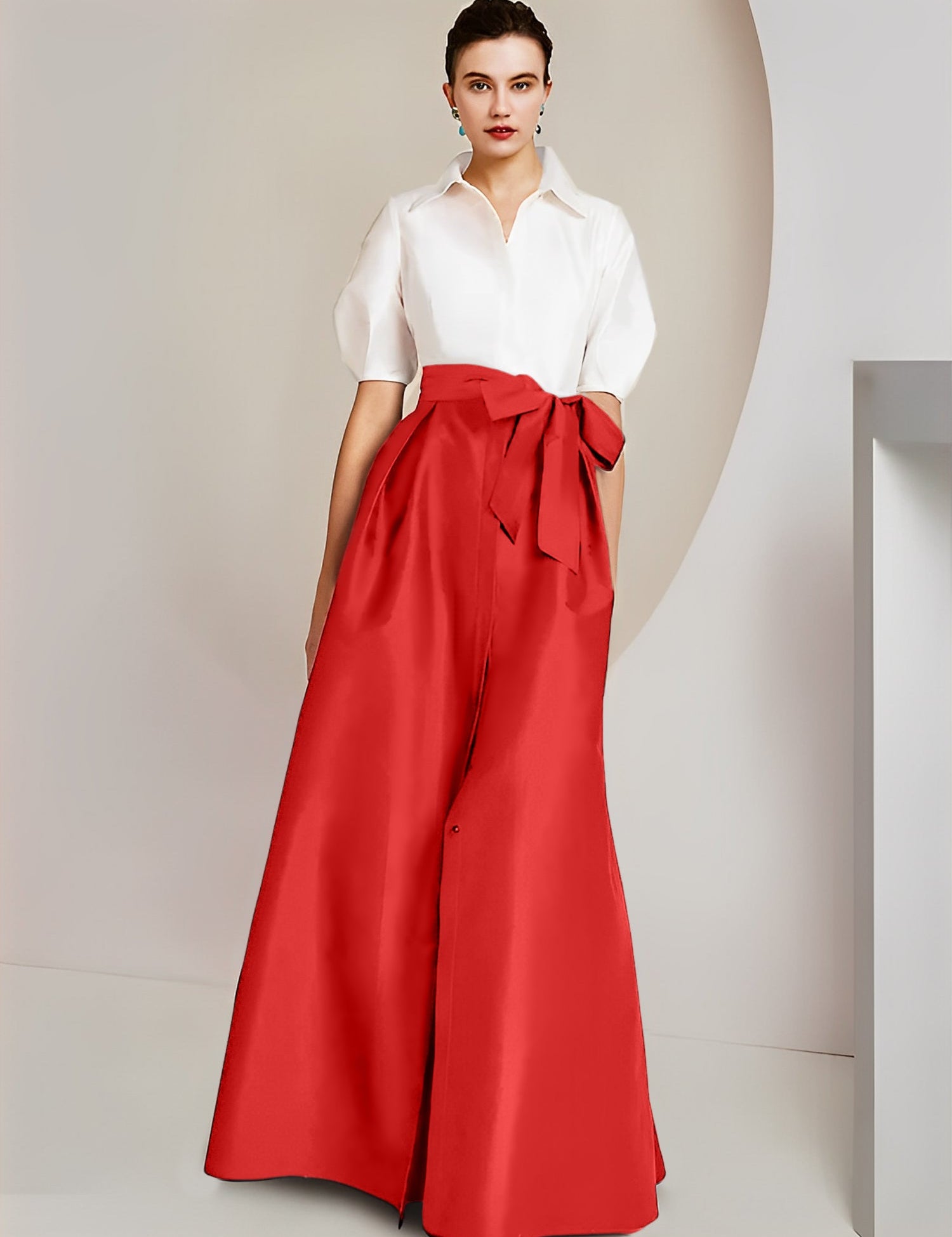 Princess  Shirt Collar Short Sleeves 2 pieces Mother Of The Bride Dresses