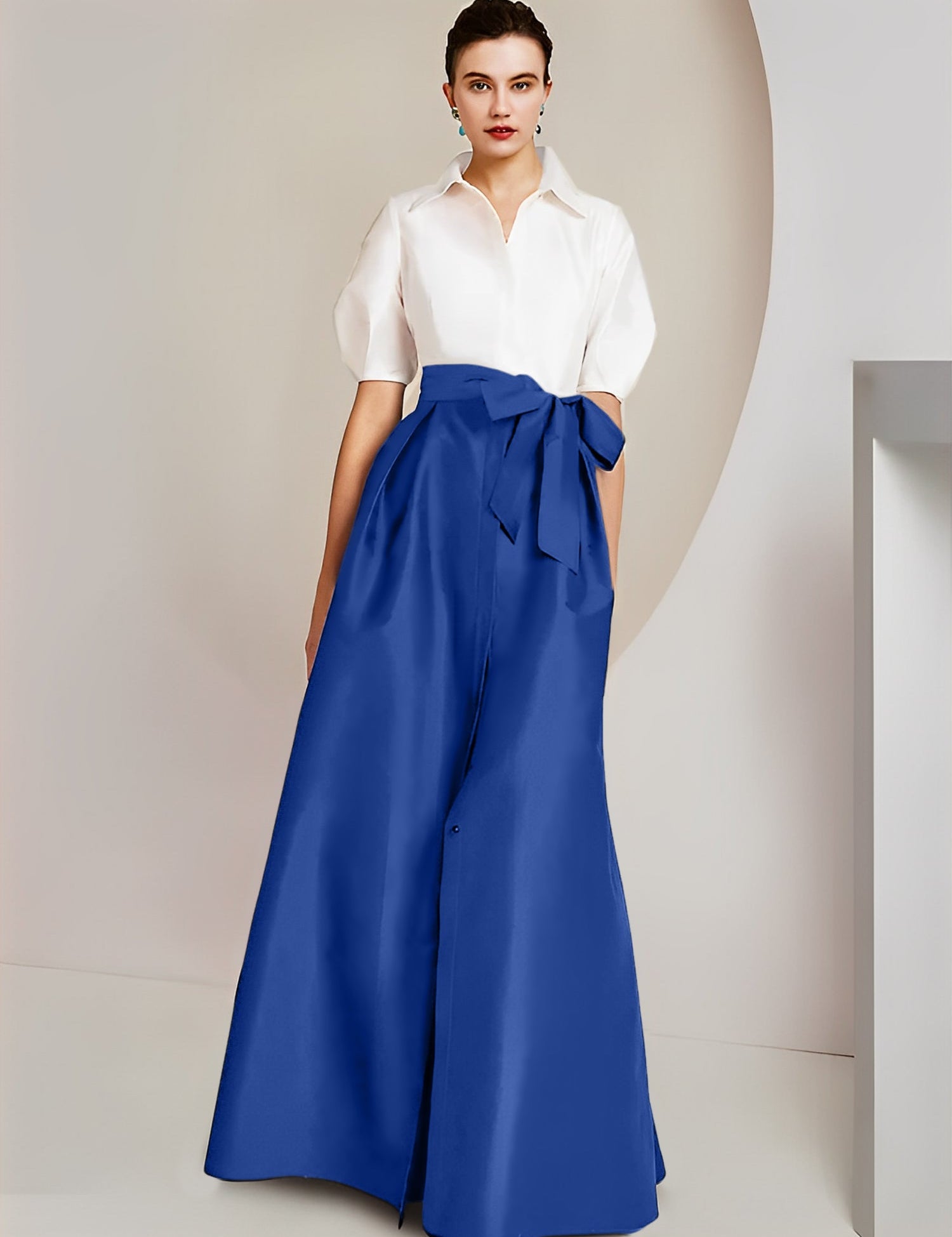 Princess  Shirt Collar Short Sleeves 2 pieces Mother Of The Bride Dresses