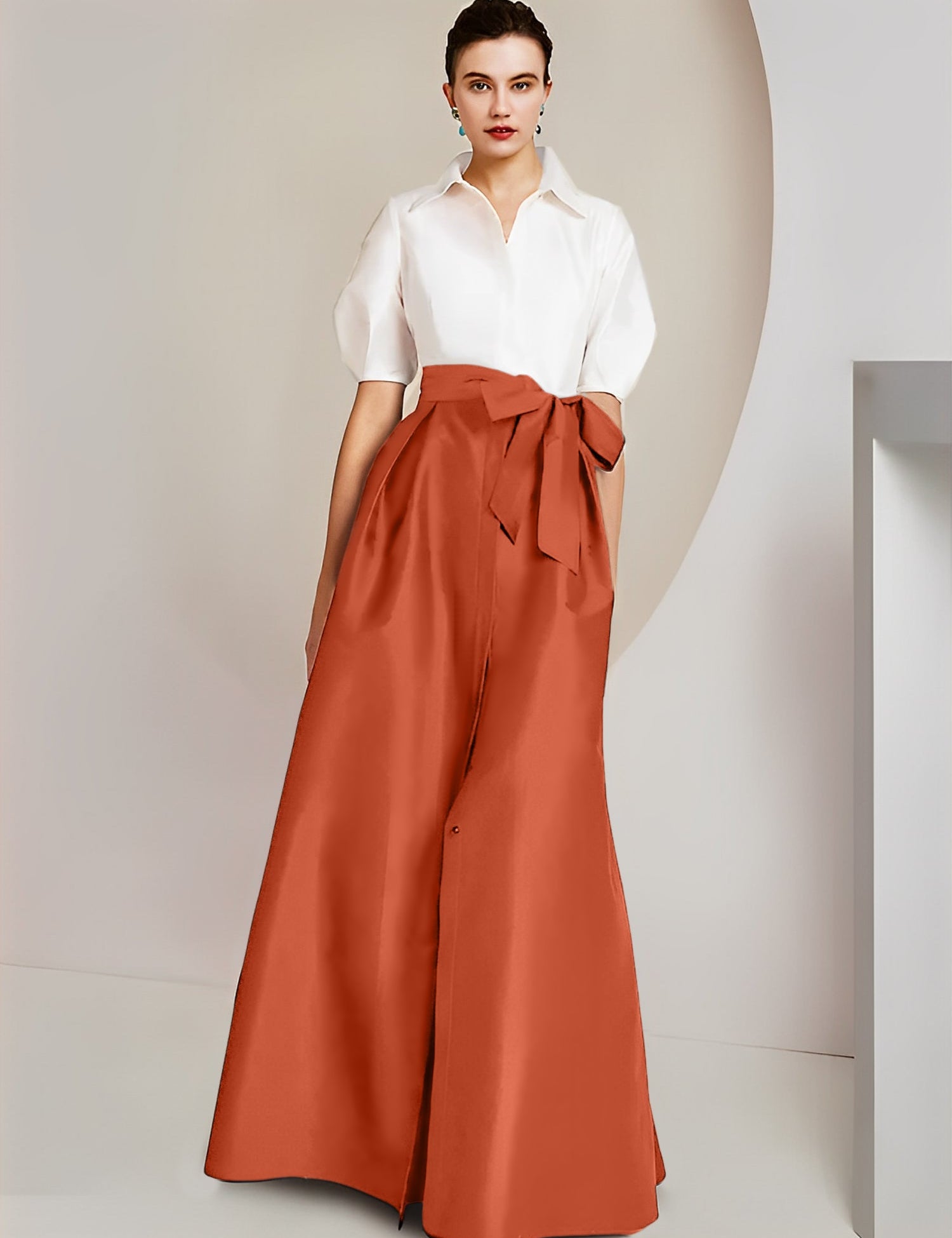 Princess  Shirt Collar Short Sleeves 2 pieces Mother Of The Bride Dresses