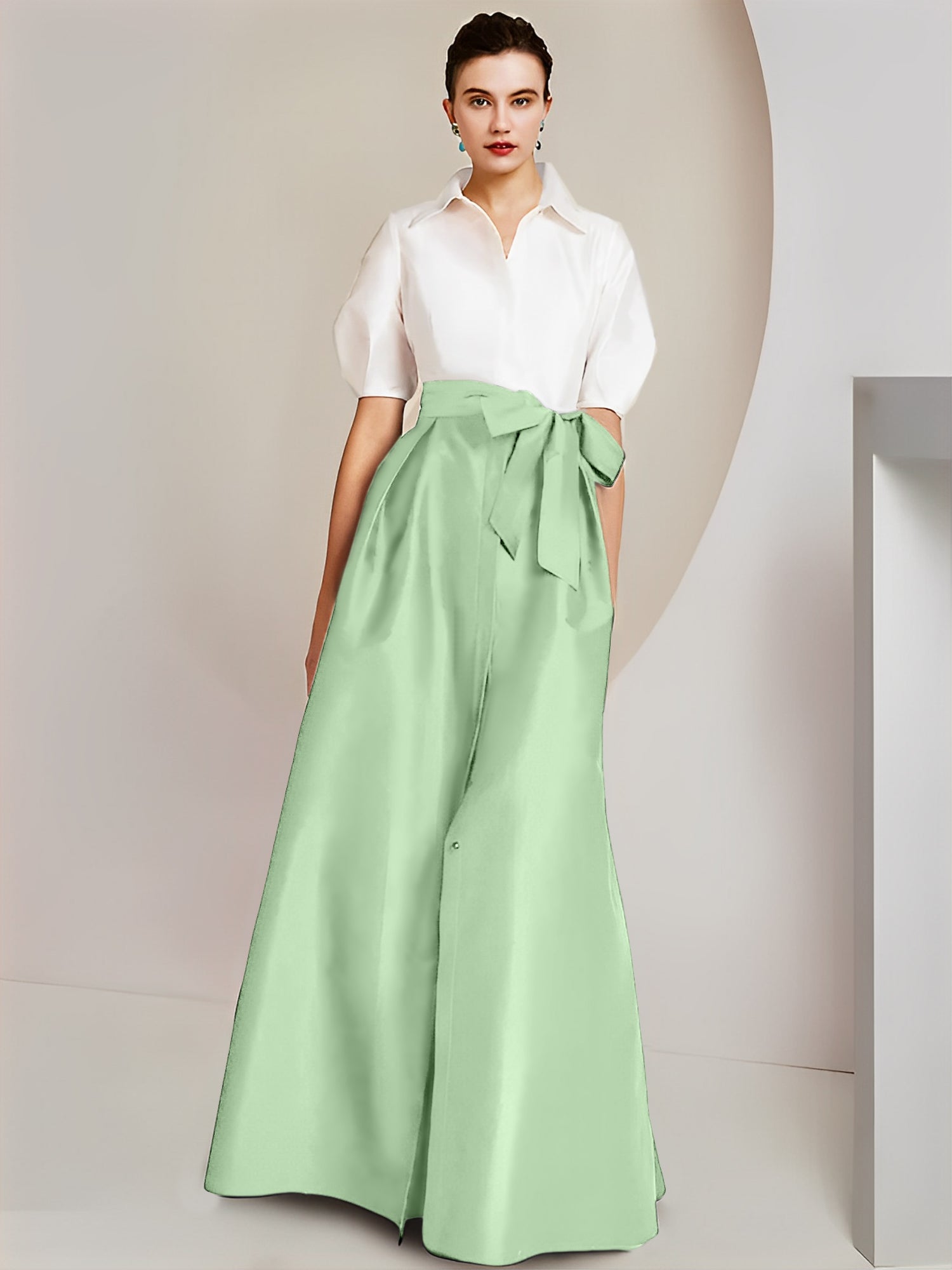 Princess  Shirt Collar Short Sleeves 2 pieces Mother Of The Bride Dresses