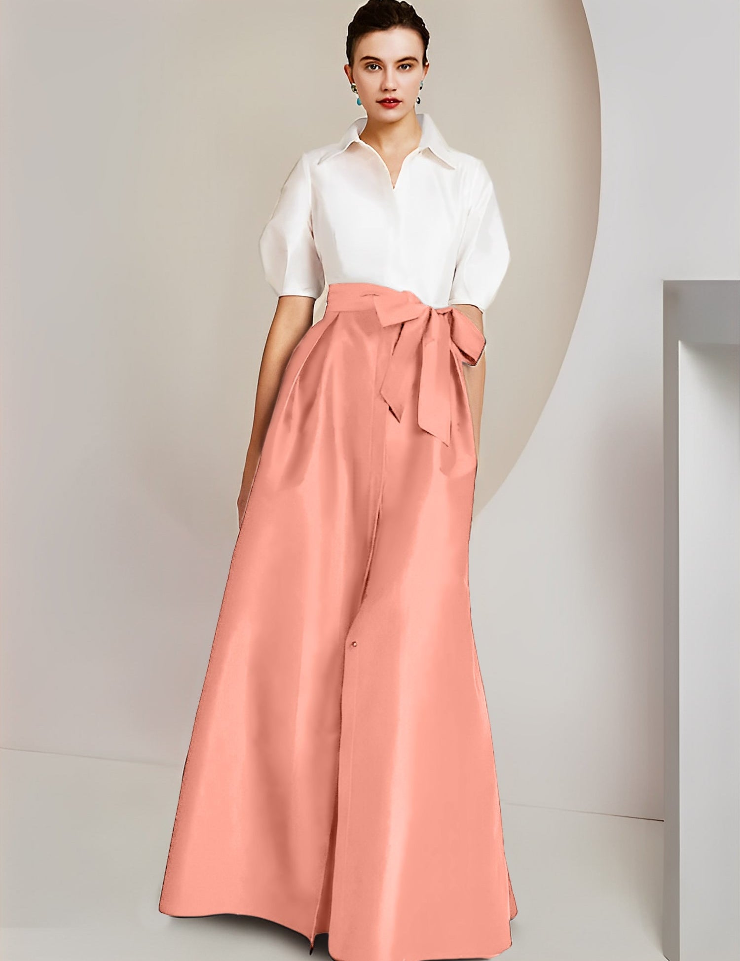 Princess  Shirt Collar Short Sleeves 2 pieces Mother Of The Bride Dresses