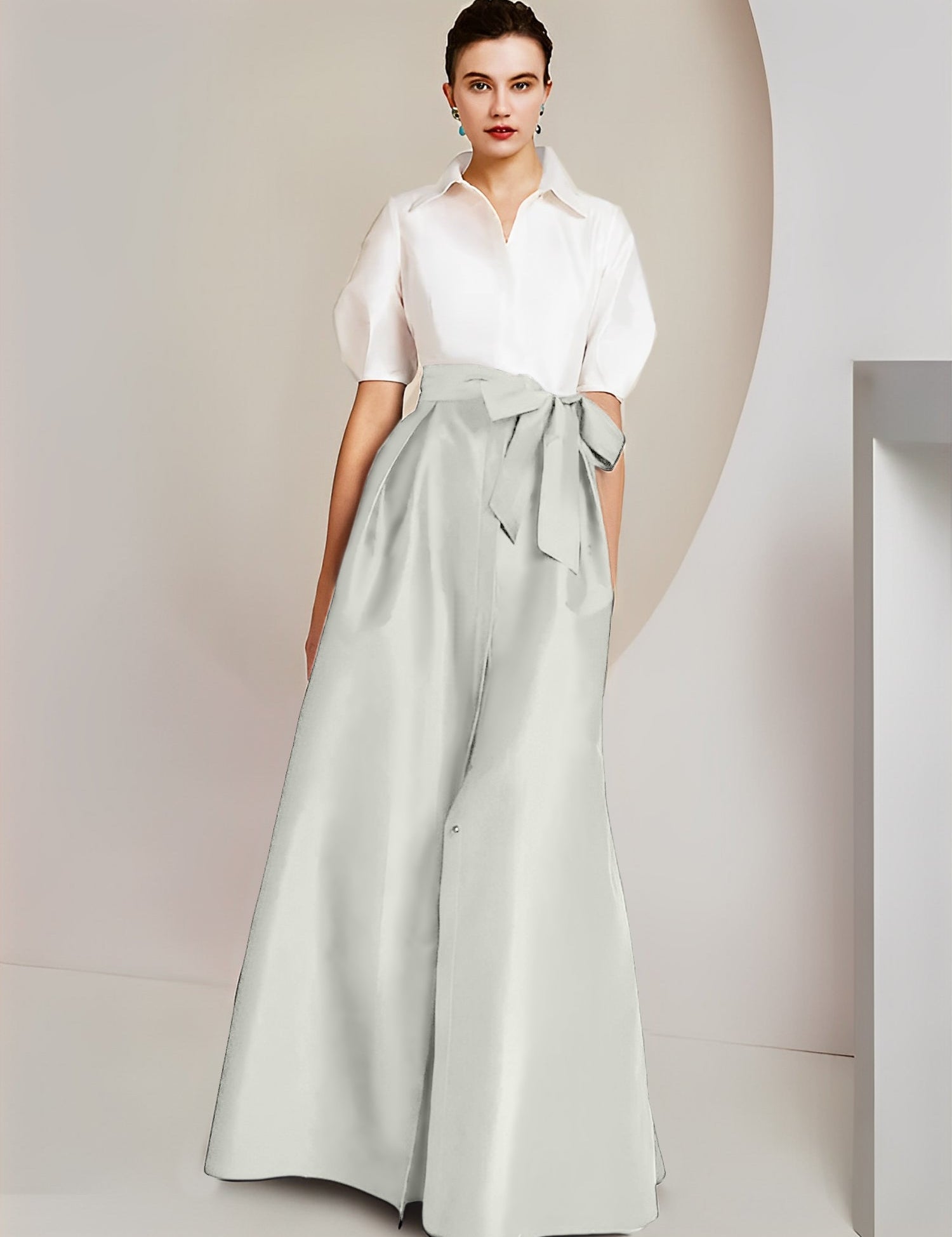Princess  Shirt Collar Short Sleeves 2 pieces Mother Of The Bride Dresses