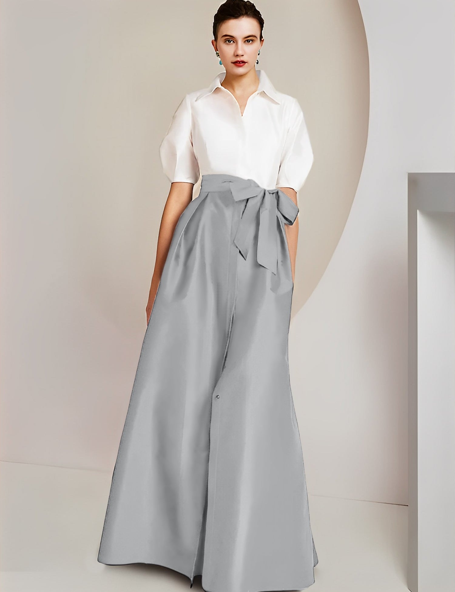 Princess  Shirt Collar Short Sleeves 2 pieces Mother Of The Bride Dresses
