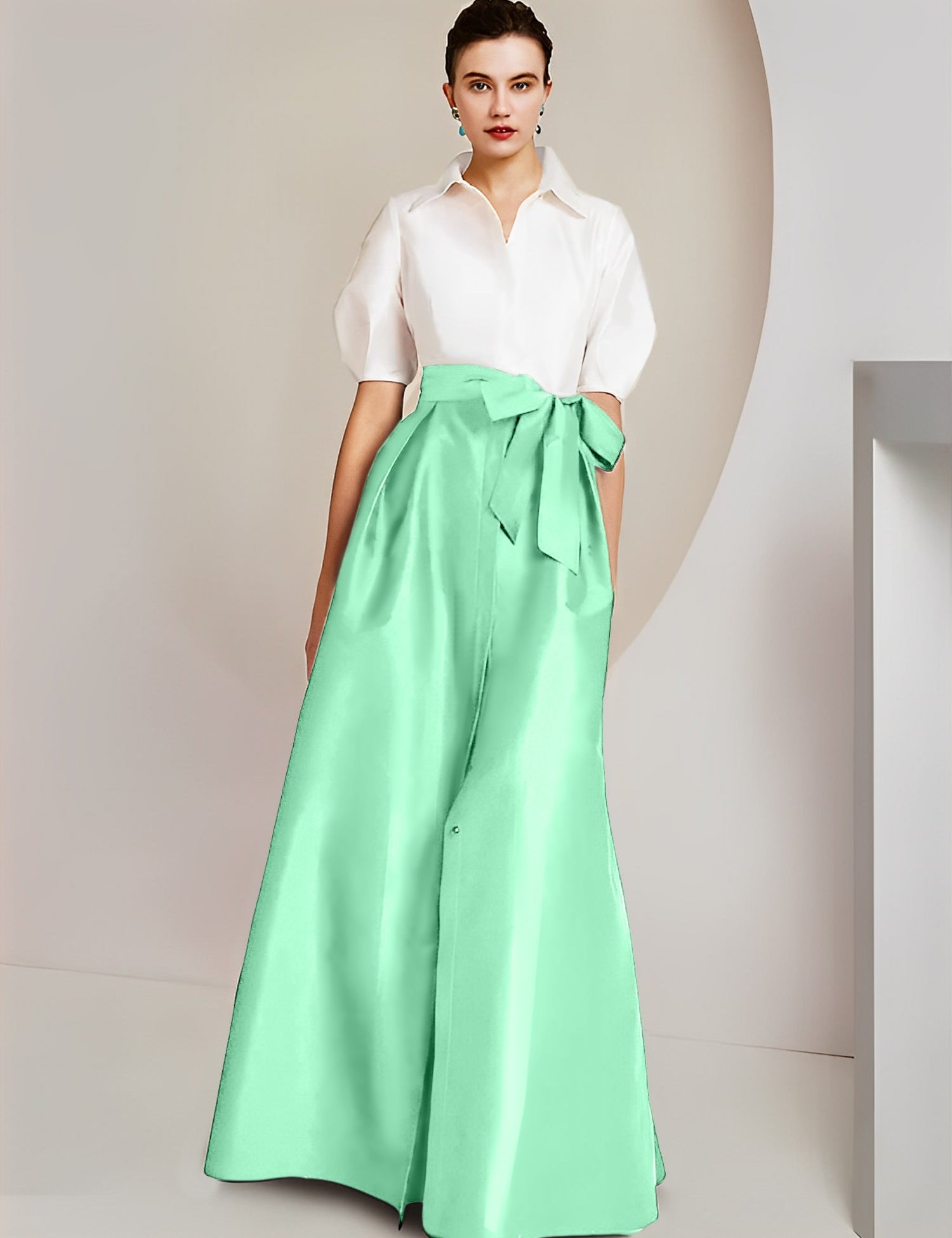 Princess  Shirt Collar Short Sleeves 2 pieces Mother Of The Bride Dresses