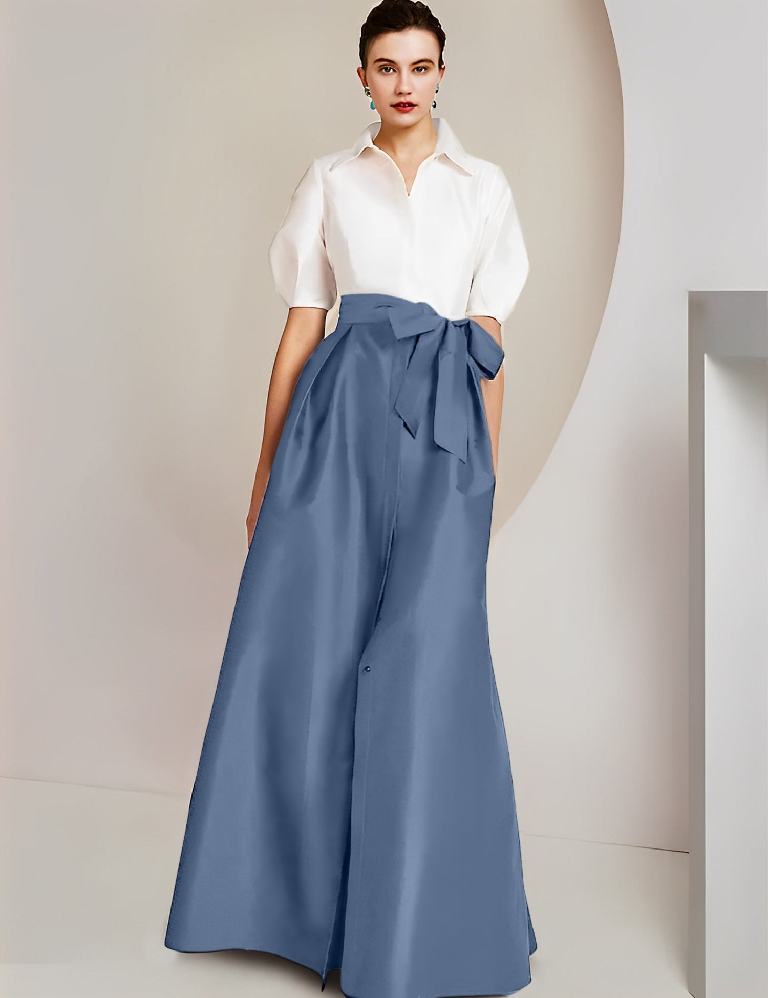 Princess  Shirt Collar Short Sleeves 2 pieces Mother Of The Bride Dresses