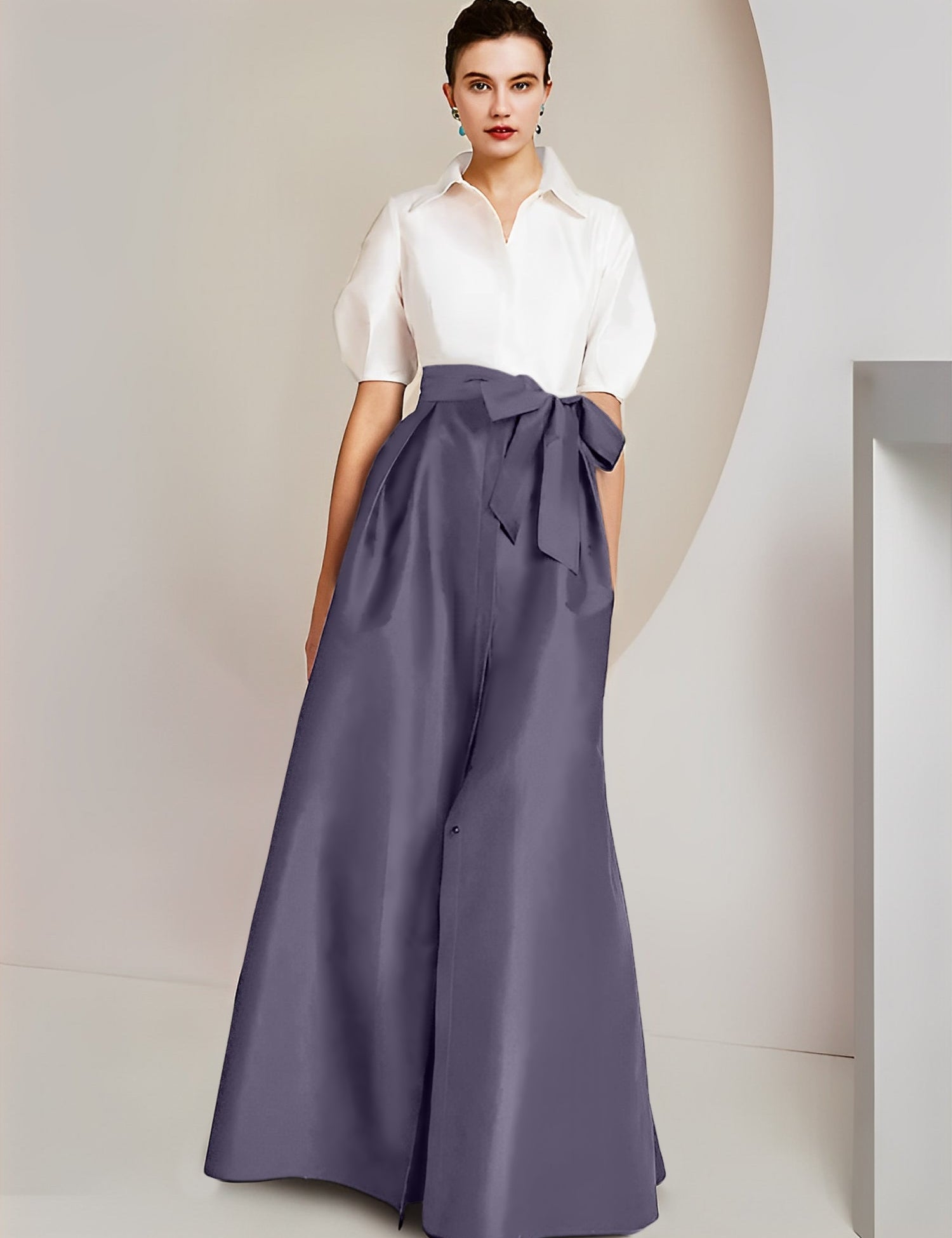 Princess  Shirt Collar Short Sleeves 2 pieces Mother Of The Bride Dresses