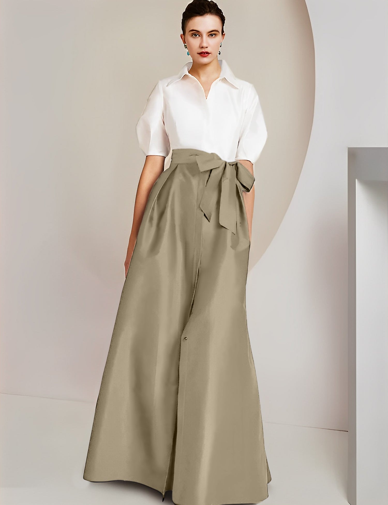 Princess  Shirt Collar Short Sleeves 2 pieces Mother Of The Bride Dresses