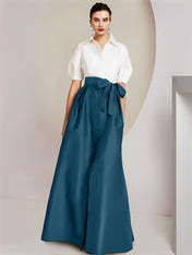 A-Line/Princess  Shirt Collar Short Sleeves 2 pieces Mother Of The Bride Dresses