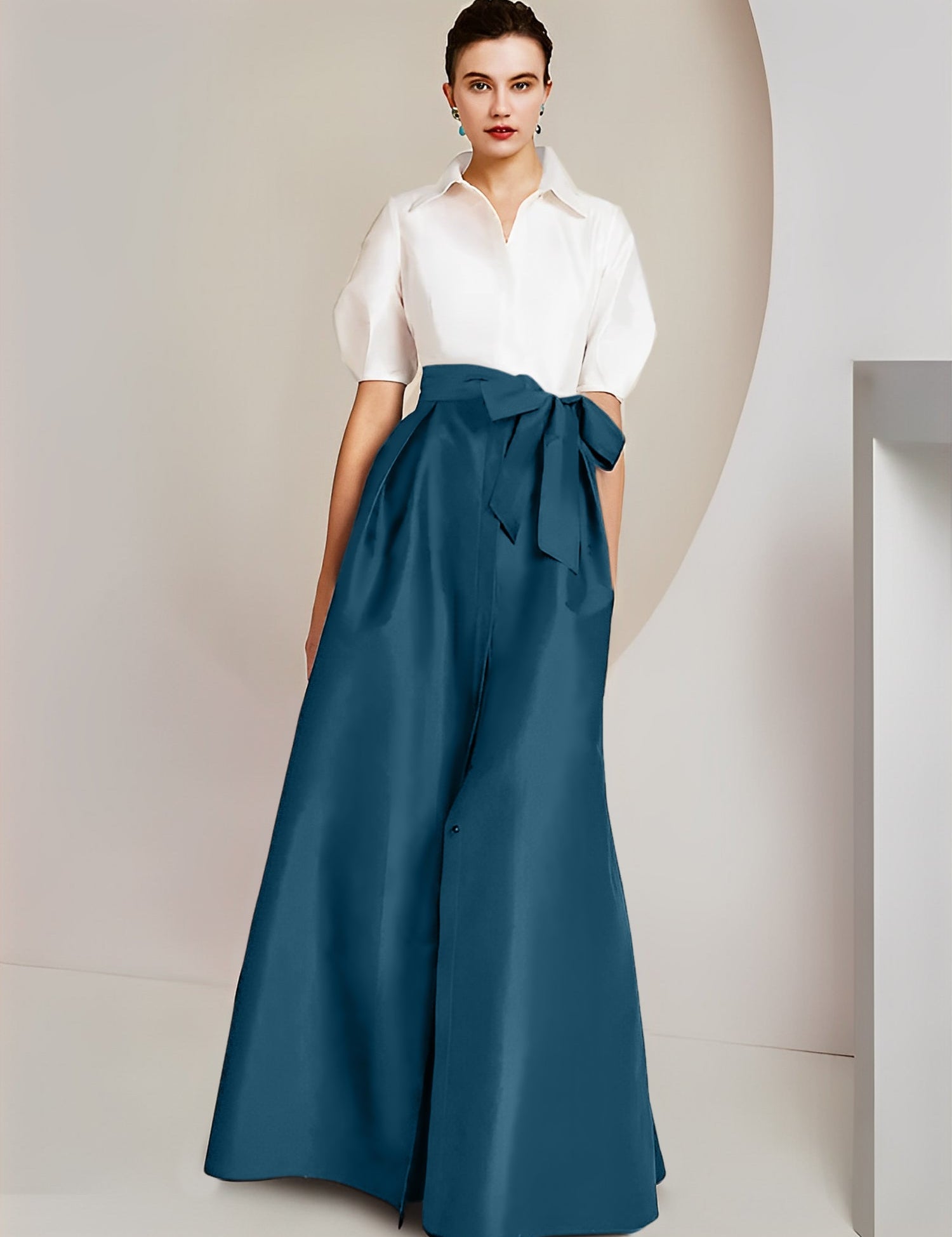 Princess  Shirt Collar Short Sleeves 2 pieces Mother Of The Bride Dresses