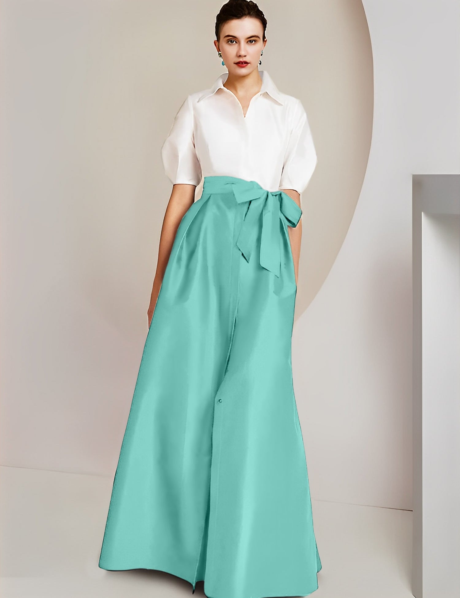 Princess  Shirt Collar Short Sleeves 2 pieces Mother Of The Bride Dresses