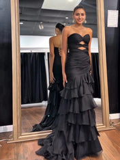 Tiered Hollowed Prom Dresses 2026 Mermaid Strapless Formal Dress