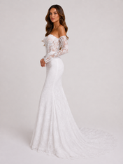 Elegant Off-the-Shoulder Corset Lace Mermaid Wedding Dress with Chapel Train