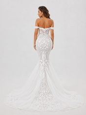 Elegant Off-the-Shoulder Lace Applique Mermaid Wedding Dress with Sweep Train
