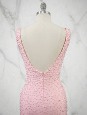 Deep V-Neck Pearl Embellished Bodycon Short Homecoming Dress