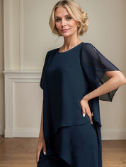 Separates Jumpsuit/Pantsuit Scoop Ankle-Length Chiffon Mother of the Bride Dress