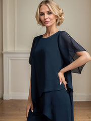 Separates Jumpsuit/Pantsuit Scoop Ankle-Length Chiffon Mother of the Bride Dress