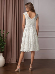 White A-Line Knee-Length Lace Wedding Dress