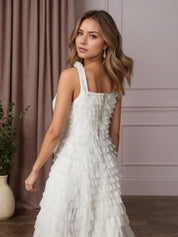 A-Line Ruched Tulle Wedding Dress