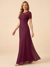 Elegant Short Sleeve Embroidery Mother of the Bride Dress