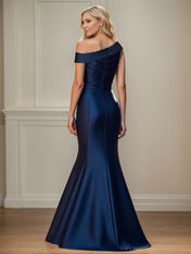 Trumpet/Mermaid Asymmetrical Ruched Floor Length Mother of the Bride Dress