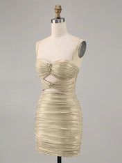 Bodycon Cut Out Ruched Beaded Homecoming Dress