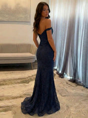 Sparkly Off the Shoulder Mermaid Corset Long Prom Dress