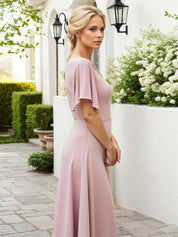 Sheath/Column Stretch Crepe Scoop Neck Floor Length Mother of the Bride Dress