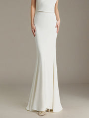 Evening Dress White Off the Shoulder Sleeveless Floor-Length Dress