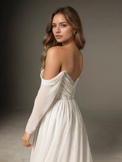 A-Line Sweetheart Lace Chiffon Wedding Dress