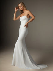 White Mermaid Sequins Stretch Crepe Wedding Dress
