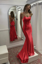 Pink Mermaid Sweetheart Spaghetti Strap Long Prom Dress