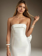 White Mermaid Strapless Bow Wedding Dress